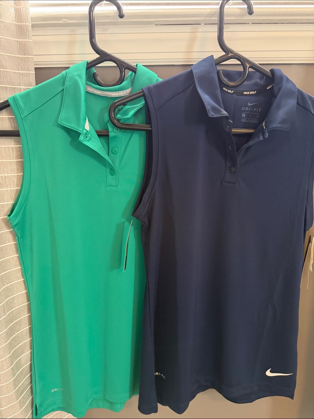 Nike Women’s Sleeveless Dri-FIT Polo Tops - Green and Navy